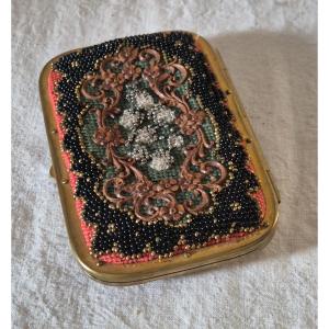 Fully Embroidered Beauty Kit Enhanced With Pearls And Embossed Leather Applications