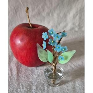 Doll Special: Miniature Clear And Colored Glass Flower Pot