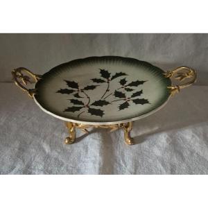 Badonviller Holly Decorated Earthenware Christmas Plate