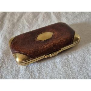 Leather And Brass Bellows Cigar Case 