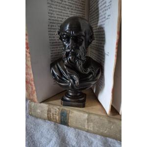 Bronze Bust Of Archimedes With Brown Medal Patina 