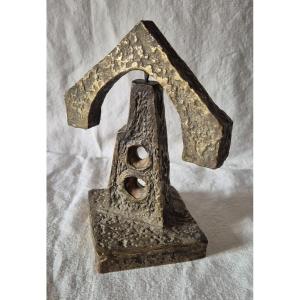 Mobile Bronze Sculpture With Religious Connotations Suggesting A Stained Glass Window