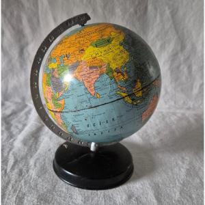 Small School Globe In Lithographed Sheet Metal From The 50s-60s 