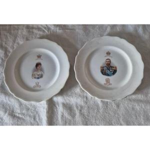 Pair Of Plates Celebrating The 1911 Coronation Of George V And Mary Of Teck