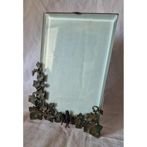 Art Nouveau Photo Frame In Naturalist Style With Laurel Leaves And A Swallow