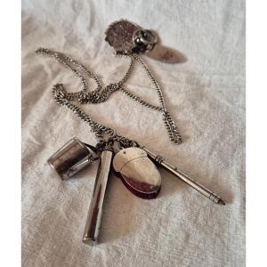 Steel Chatelaine For Sewing End Of 19th Century