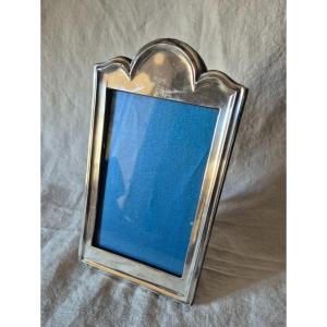 English Silver Photo Frame With Profiled Edges And Donkey Back  
