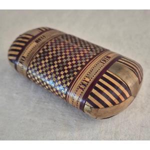 19th Century Natural And Tinted Straw Marquetry Box Case