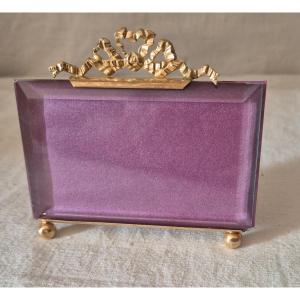 Gilt Bronze And Glass Photo Frame With Horizontal Chamfer, "business Card" Format