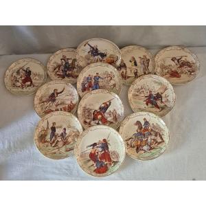 Complete Series "our Non-commissioned Officers" Creil And Montereau In Polychrome Earthenware 