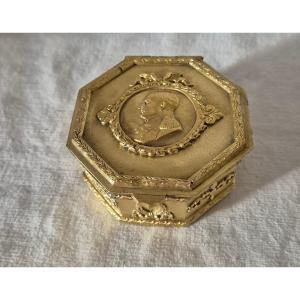 Empire Style Gilt Bronze Box With Medallion Of Emperor Napoleon
