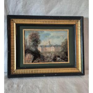 Fixé Sous Verre Napoléon III Manoir Château 