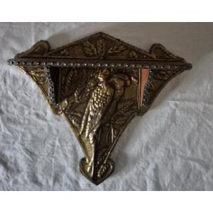 Small Art Nouveau Parrot-decorated Display Shelf 