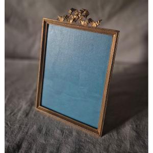 Large Gilt Bronze Photo Frame, Cabinet Format, 25 X 16.5 Cm, Louis XVI Style, Late 19th Century