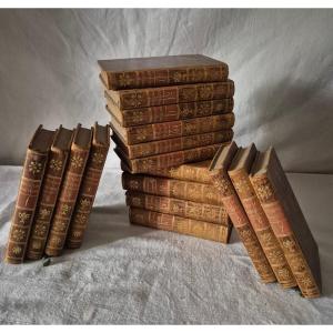 A Series Of 17 Small Leather-bound Books: "poetic Encyclopedia" From 1804