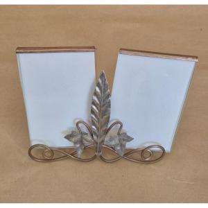 Art Nouveau Metal Two-tone Diptych Photo Frame