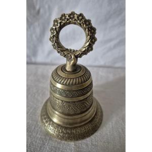 19th Century Engraved Bronze Table Bell