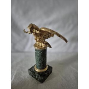 Gilded Bronze And Marble Empire Eagle Decorative Object
