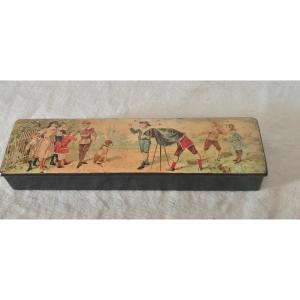 Napoleon III Papier-mâché School Pencil Box Children's Imagery Around Photography