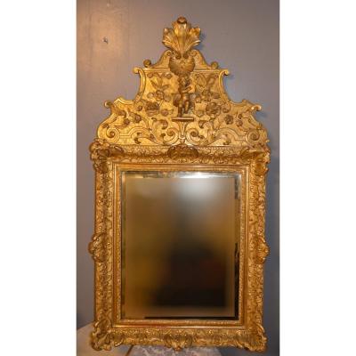 Carved Wood Pediment Mirror