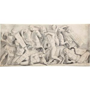 18th Century School. Battle Scene, After The Antique.