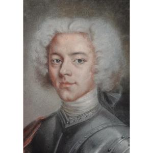 French School Of The 18th Century. Portrait Of A Young Man In Armor.