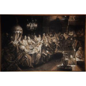 Northern School, Circa 1600. Balthasar's Feast.