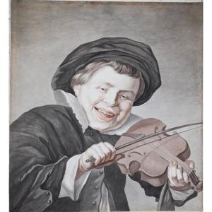 18th Century Dutch School. Portrait Of A Violinist. 