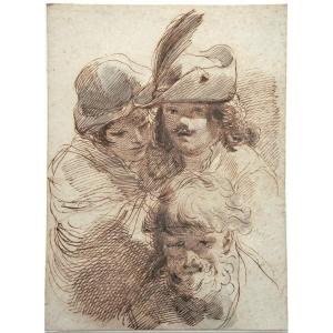 Mauro Gandolfi 1764 - 1834. Three Head Studies.