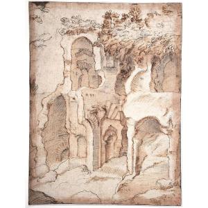 Italian School Of The 17th Century. View Of Ruins. Hermann Collection, L.1352a.