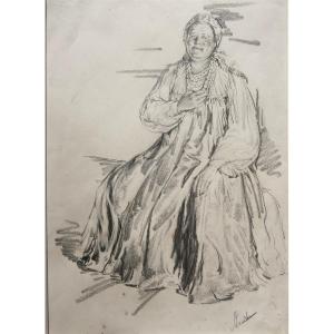 Philip Andreyevitch Maljavine 1869 - 1940. Portrait Of A Russian Peasant Woman.