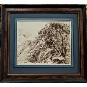 Franz Kobell 1749 - 1822. Landscape With A Tree And Resting Strollers