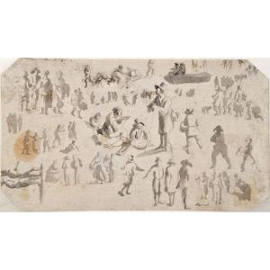 Dutch School, Circa 1700. Figure Study Sheet.