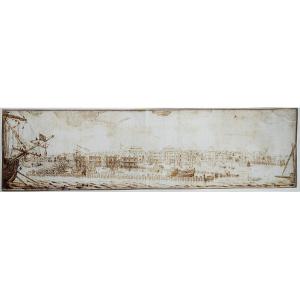 Dutch School, Circa 1700. Panoramic View Of A Port.