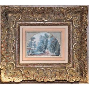 French School Of The 18th Century. A Gallant Stroll In The Forest.