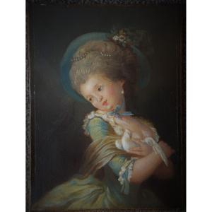 French School, Circa 1800. Lady With Dove.