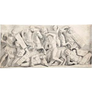 18th Century School. Battle Scene, After Antique.