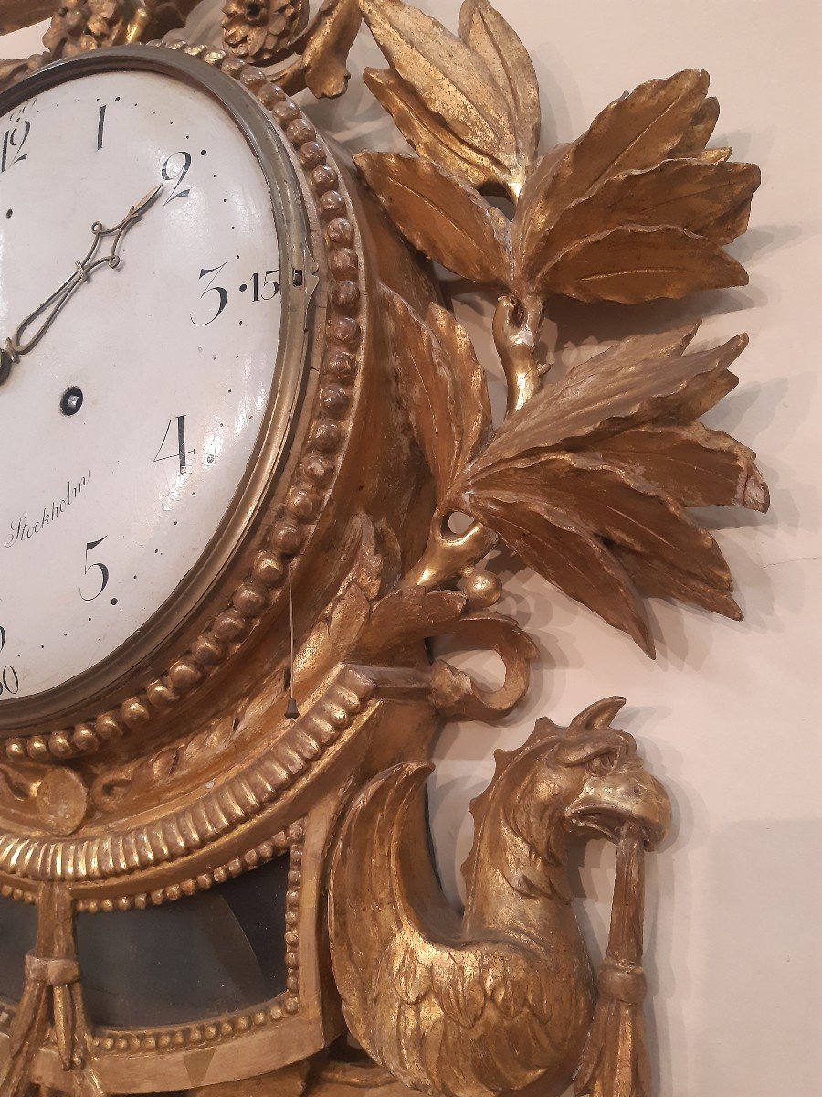 Orologio di legno dorato Svedese -photo-4