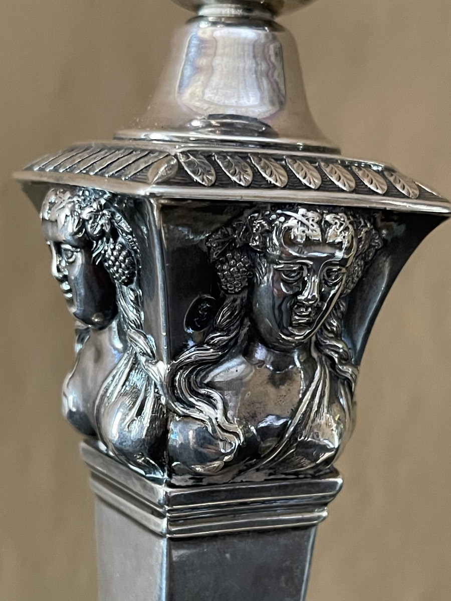 Coppia di  porta candeliere argento-photo-2