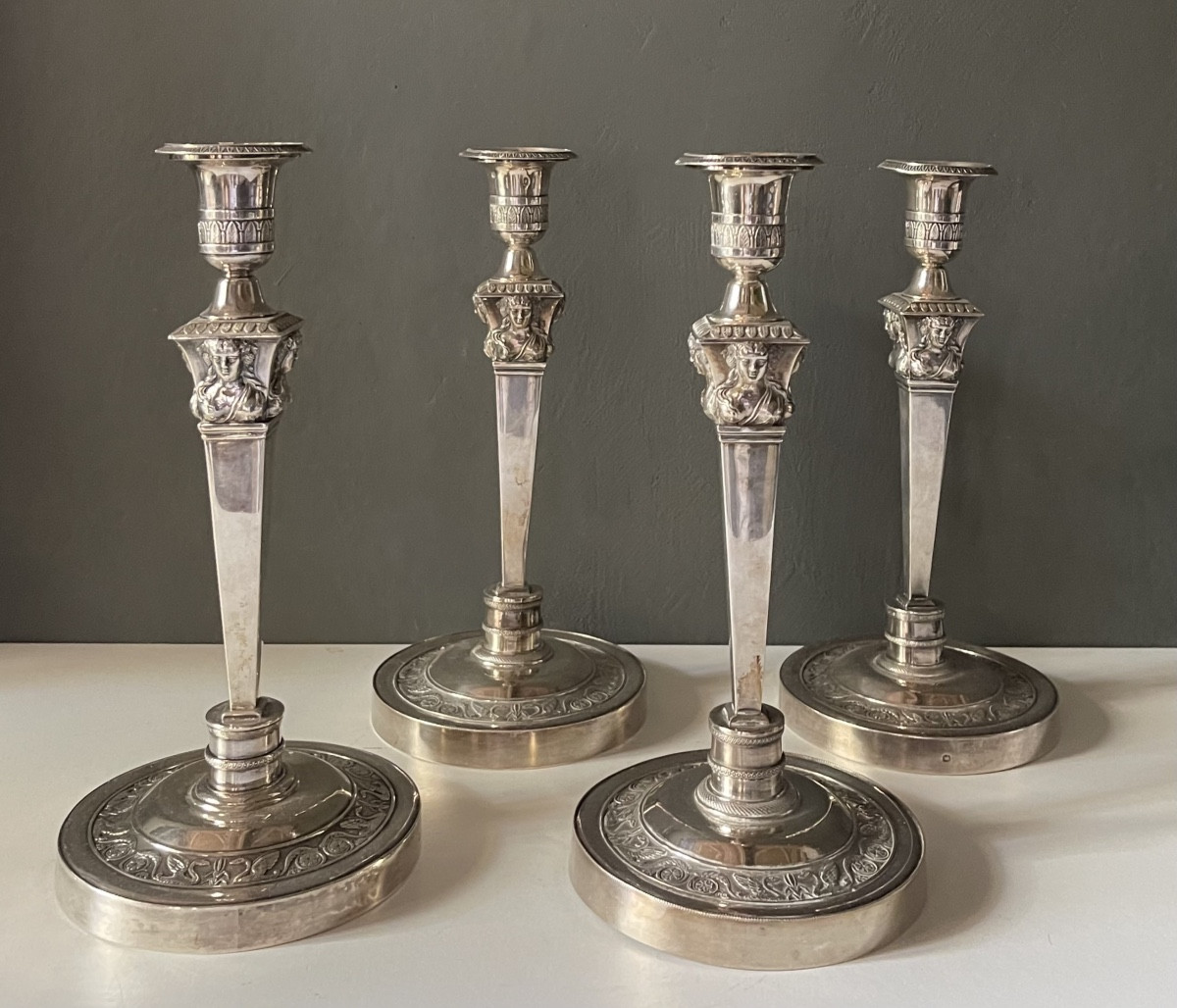 4 pota candele argento