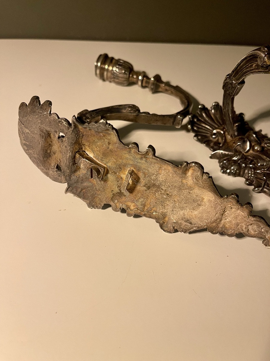 Coppia di applique bronzo argentato-photo-4