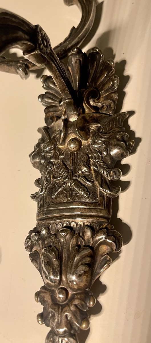 Coppia di applique bronzo argentato-photo-1