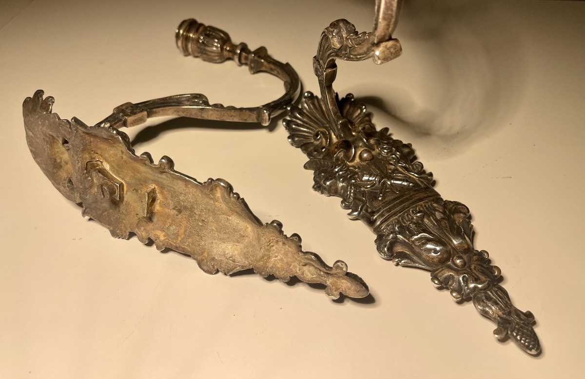 Coppia di applique bronzo argentato-photo-2