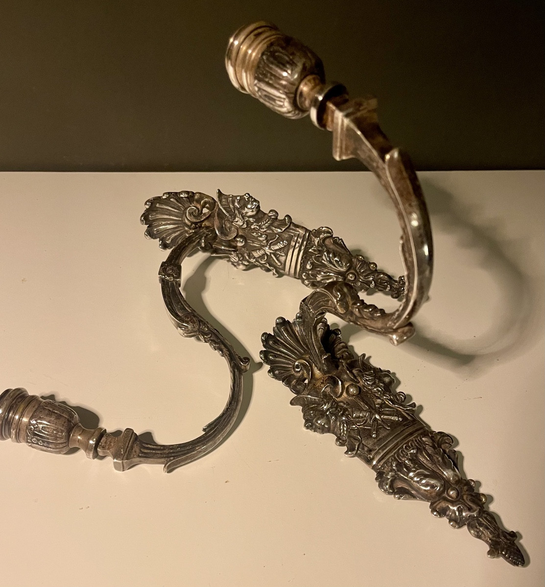 Coppia di applique bronzo argentato