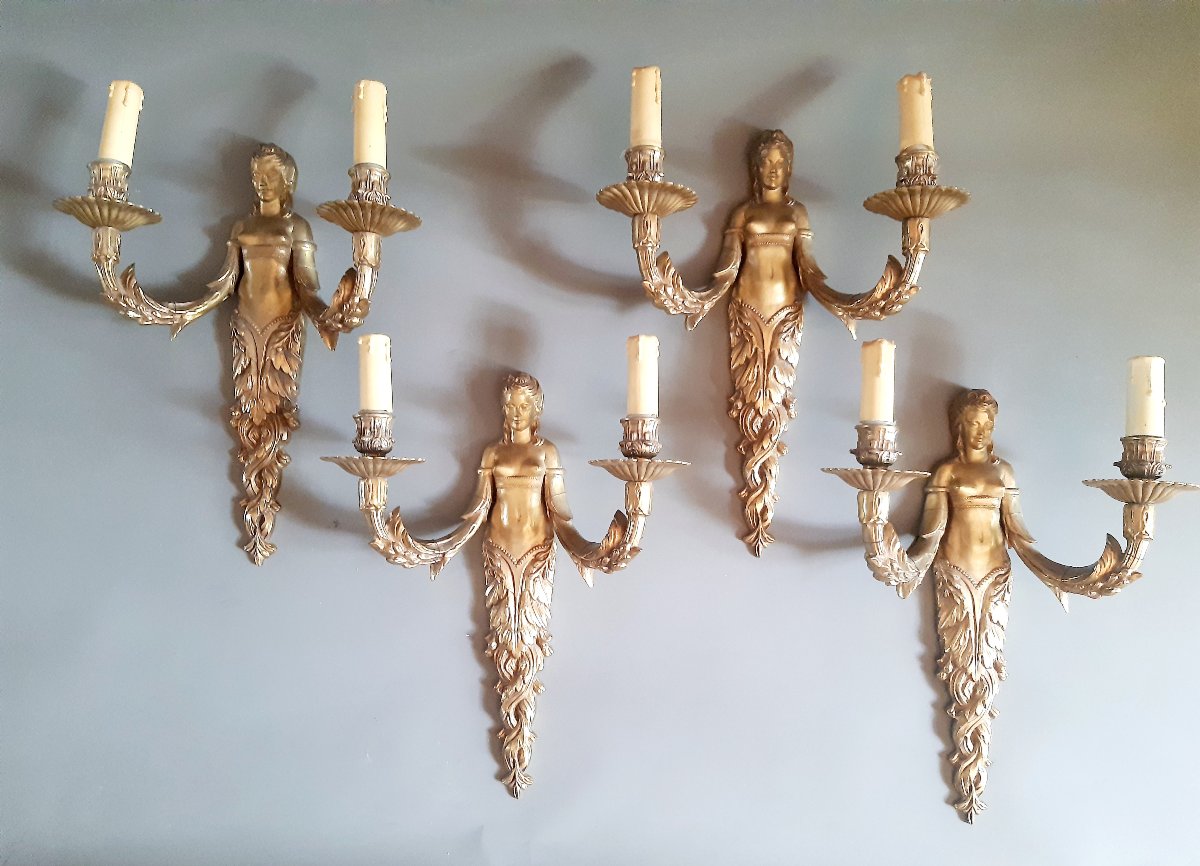4 applique luigi 16 bronzo dorato