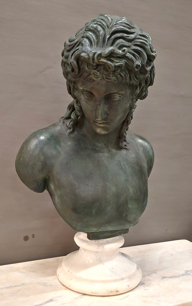 Busto si terracotta dipinto bronzo-photo-4