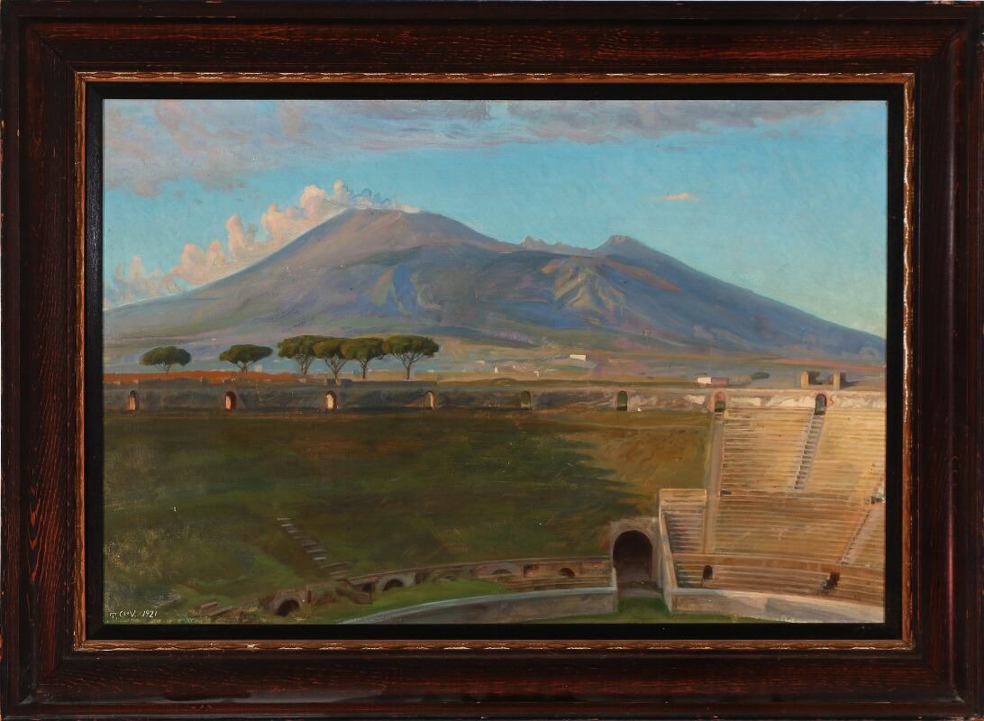 Hst. Vue De l'Amphithéatre De Pompeï  . Peintre Danois 1921