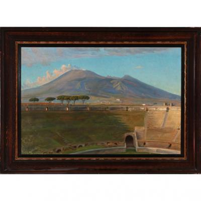Hst. Vue De l'Amphithéatre De Pompeï  . Peintre Danois 1921