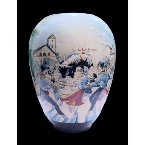Ciboure Rf "fire Bull" Vase