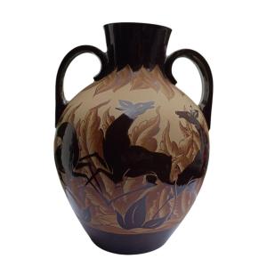 Large Rf "deer" Cantaron Vase